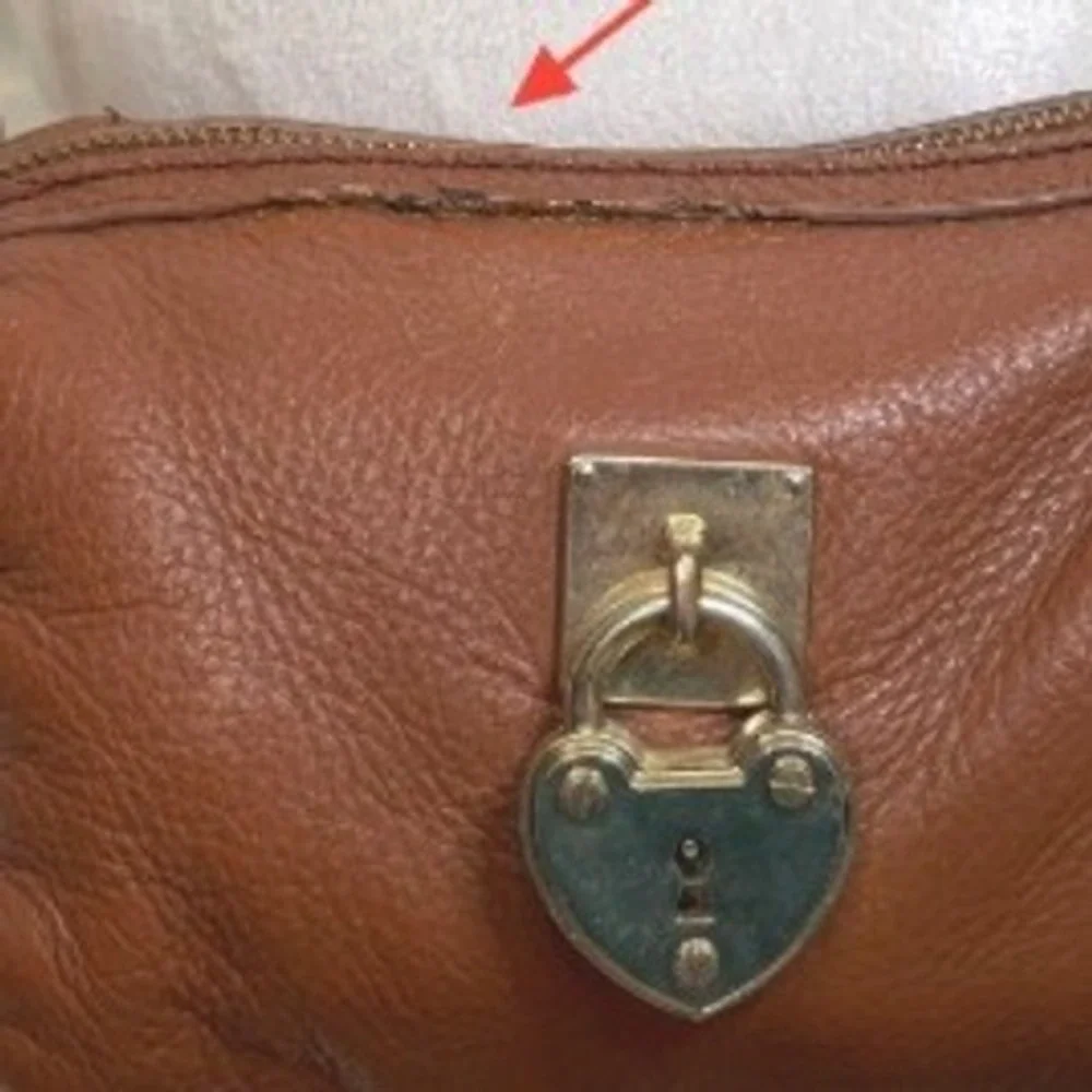 Juicy Couture Brown Leather Crossbody Bag Heart Padlock Leopard Print Lining - Picture 5 of 15